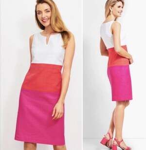 Talbots Textured Colorblock Sheath Dress ~ Size 8